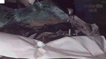लखीमपुर खीरी: तेज रफ्तार अज्ञात वाहन ने कार में मारी टक्कर, मची चीख - पुकार