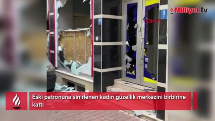 Eski patronuna sinirlenen kadın güzellik merkezini birbirine kattı