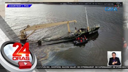 Oil boom, inilatag para pigilan ang pagkalat ng tagas mula sa lumubog na Vietnamese cargo vessel | 24 Oras