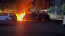 Diyarbakır'da lüks otomobil alev alev yandı
