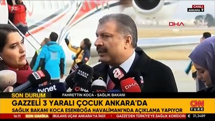 SON DAKİKA: Gazzeli 3 yaralı çocuk Ankara'ya getirildi