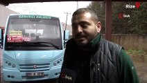 Rize’de dolmuş şoförünün dikkati kazayı kıl payı önledi... O anlar kamerada