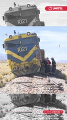 Un crimen que estuvo a punto de causar una grave tragedia: Robo de rieles en Oruro provoca que un tren de carga con 10 vagones se descarrile.