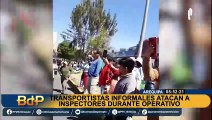 Quemaron una moto: transportistas informales atacan a inspectores durante operativo en Arequipa