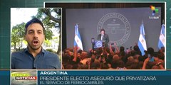 Presidente electo de Argentina anuncia ajustes sobre privatizaciones estatales