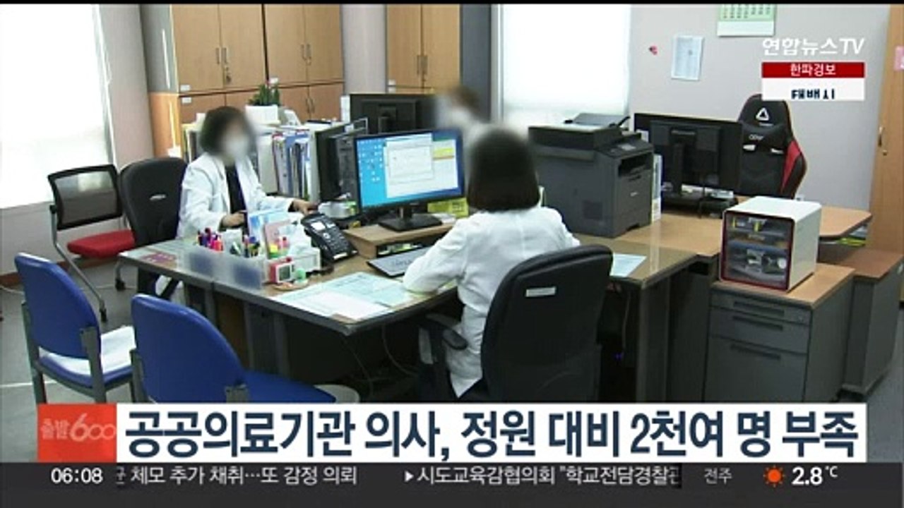 공공의료기관 의사, 정원 대비 2천여 명 부족