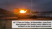 Refuse van catches fire near Aberystwyth harbour