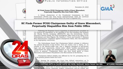 Desisyon ng CA na guilty si ex-PCGG Chair Sabio, sa grave misconduct, pinagtibay ng Korte Suprema | 24 Oras