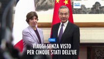 Cina, viaggi senza visto per cinque Stati dell'Unione europea