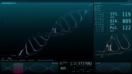 3D Animation Graphic Of Human DNA On Computer Screen.