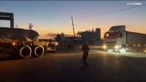 شاهد: دخول شاحنات المساعدات إلى قطاع غزة عبر معبر رفح