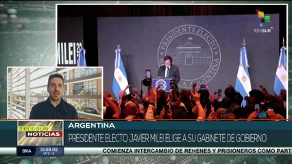 Argentina: Pdte. electo Javier Milei enfrenta disputas por conformación de su gabinete de gobierno