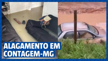 Ruas e casas alagadas em Contagem