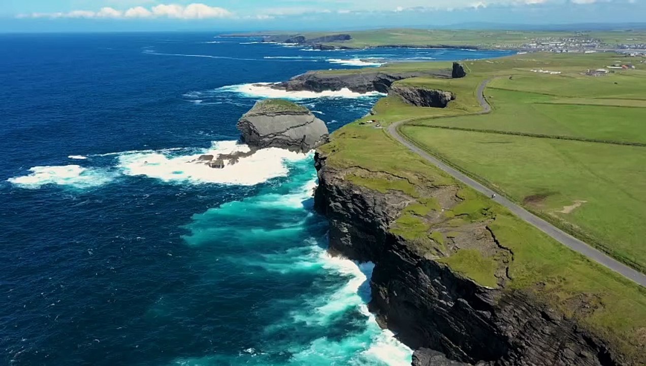 Coastal aerial view at Loop Head in County Clare Ireland Wild Atlantic Way seen by drone