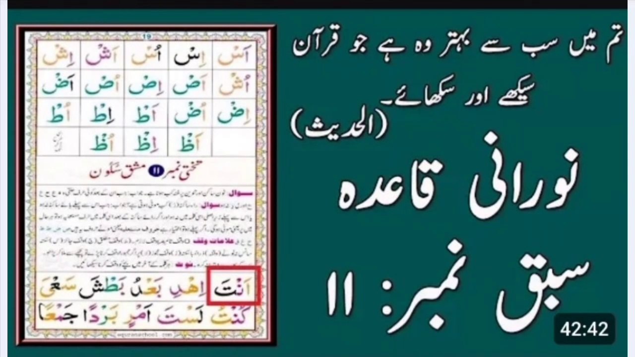 Noorani Qaida Lesson 11 - نورانی قاعدہ سبق 11 - Dr. Danish Shah Foundation