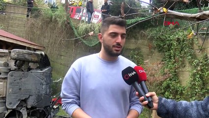 Üsküdar'da Kaygan Yolda Kaza: Araç Bahçeye Düştü