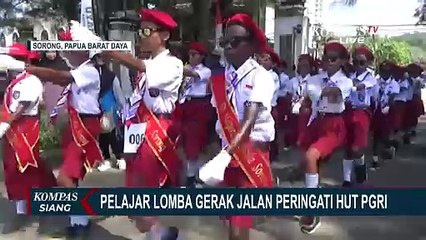 Peringati HUT ke-78 PGRI, Ratusan Pelajar di Kota Sorong Antusias Ikuti Lomba Gerak Jalan