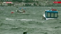 Kocaeli'de fırtına: 7 balıkçı teknesi battı