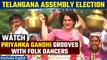 Telangana Elections: Congress' Priyanka Gandhi Vadra Joins folk dance with artists in Khammam |