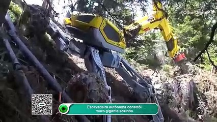 Escavadeira autônoma constrói muro gigante sozinha