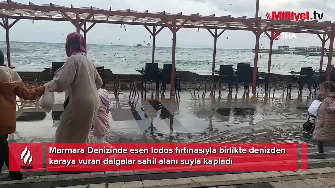 Tekirdağ'da lodos: Sahil suyla kaplandı