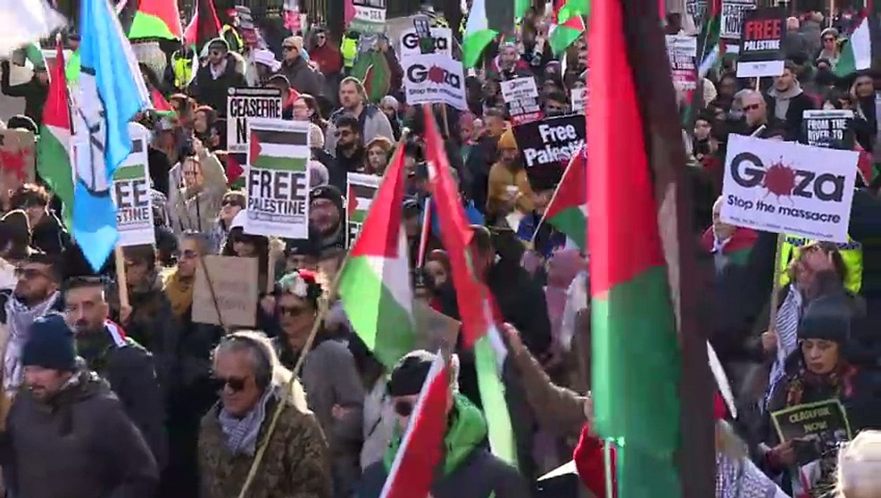 Thousands march in support of Palestinians in London