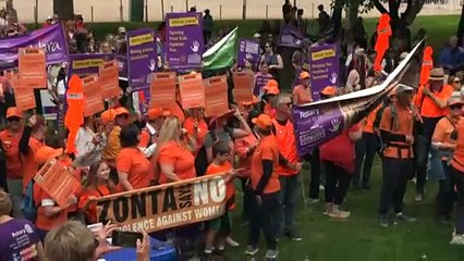 Download Video: Domestic violence prevention advocates rally for second time following four alleged murders