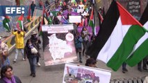 Feministas de Bolivia marchan en contra de la violencia machista y en apoyo a Palestina