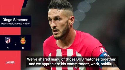 Simeone praises professional attitude of Koke on 600th Atlético appearance