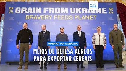 Zelenskyy reclama meios de defesa aéreos para exportar cereais