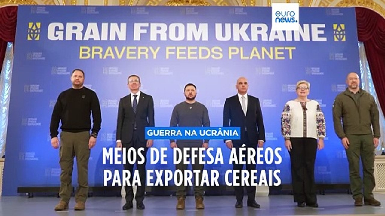 Zelenskyy reclama meios de defesa aéreos para exportar cereais