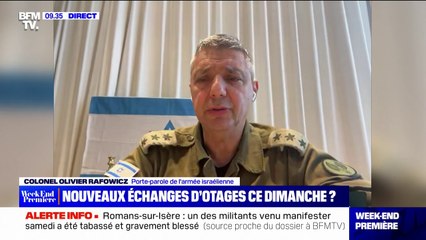 Libération des otages: "Normalement, le processus doit continuer aujourd'hui", affirme le porte-parole de Tsahal