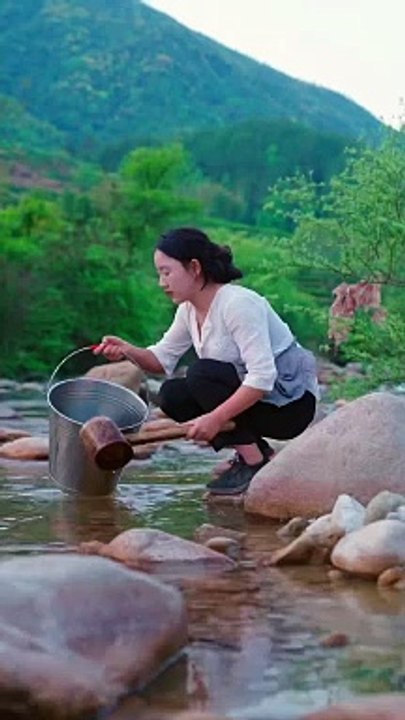 Today I watered all the plants in the field with pond water.