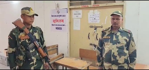 下载视频: EVM strong room seized after voting in Hanumangarh district, army personnel deployed for security