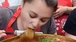 Chines Food challenge look this mashine girl
