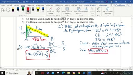 Cours - Trigonométrie dans  un triangle rectangle