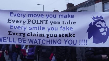 Everton - La grosse manifestation des fans suitre au retrait de 10 points