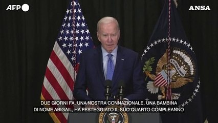 Biden: "Abigail e' libera e al sicuro in Israele"