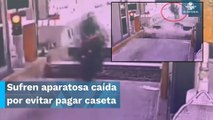 Motociclistas sufren aparatoso choque tras evadir pago de caseta en la México - Cuernavaca