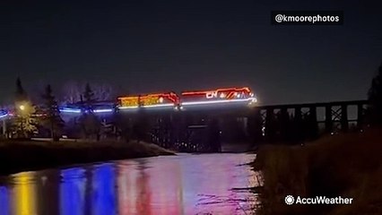 Holiday train lights up the night