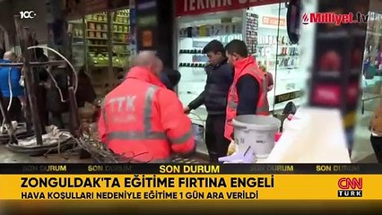 Şiddetli fırtına ve kar sonrası okullar tatil edildi