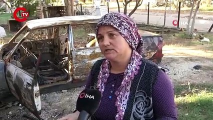 Önce oğlunu dövdüler sonra otomobili yaktılar