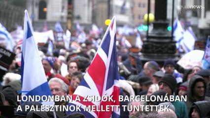 Londonban a zsidók, Barcelonában a palesztinok mellett tüntettek