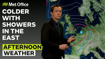 Met Office Afternoon Weather Forecast 27/11/23 - Rain moving south. Feeling colder