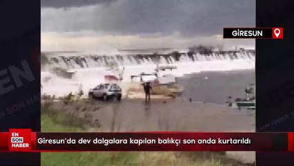 Giresun’da dev dalgalara kapılan balıkçı son anda kurtarıldı