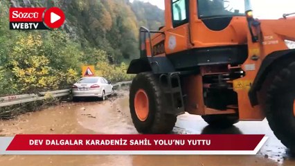 Dev dalgalar Karadeniz Sahil Yolu’nu yuttu