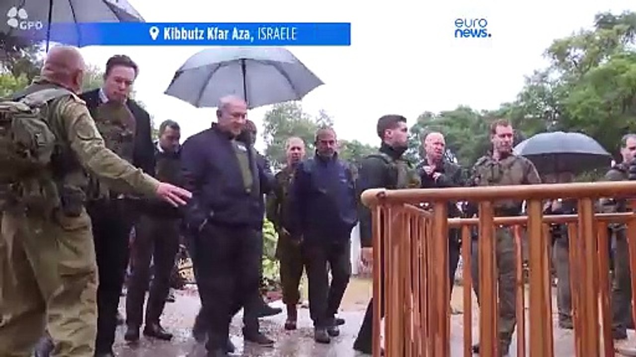 Il presidente tedesco Steinmeier in visita a Be'eri nel sud di Israele. Elon Musk in altro kibbutz