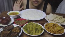 Eating Gulab Jamun, Fish Fry, Chapati, Dal, White Rice, Eggplant Fry, Cabbage with Potato Dry, Mix Veg | Mukbang