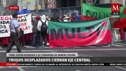 Reportan bloqueo total en Eje Central por triquis desplazados; exigen regresar a su comunidad