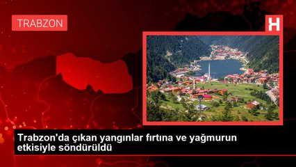 Trabzon'da çıkan yangınlar fırtına ve yağmurun etkisiyle söndürüldü